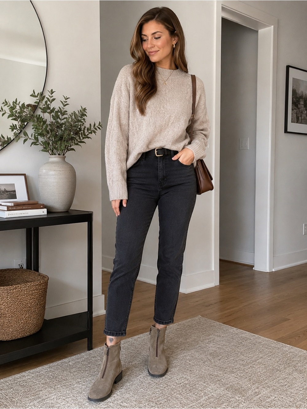 La CANADIENNE Taupe Suede Front-Zip Ankle Booties Waterproof